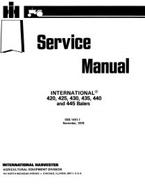 Service Manual for McCormick International No. 420, 425, 430, 435, 440 and 445 Balers