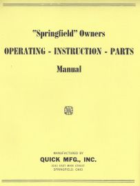 Owners Manual for Operating and Parts List for Springfield Tractor Models 3001, 3002, 3003