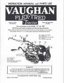 Instruction Manual & Parts List for Vaughan Flex-Tred Tractor