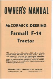 Owner's Manual for McCormick-Deering Farmall F-14 Tractor