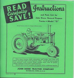 Binder Books Instructions And Parts List For 1941 John Deere Model G Tractor