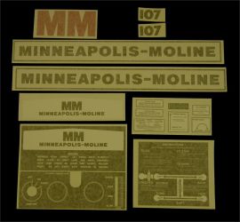 Minneapolis Moline Model 107 Restoration Decal Set - Vinyl