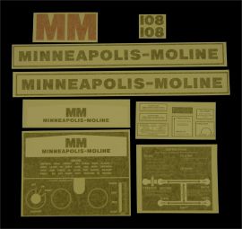 Minneapolis Moline Model 108 Restoration Decal Set - Vinyl