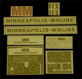 Minneapolis Moline Model 112 Restoration Decal Set - Vinyl