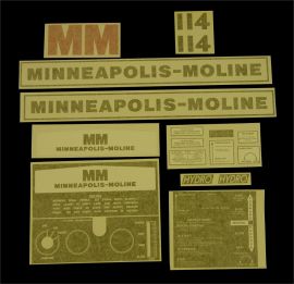 Minneapolis Moline Model 114 Hydro Restoration Decal Set - Vinyl