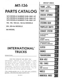 Parts Catalog for 1974-1975 International Model 100, 200, 500 Pickup & Travelall