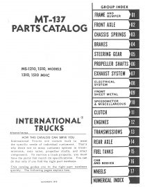 Parts Catalog for 1972-73  International MS-1210, 1510 Models and MHC-1310, 1510 Motor Home Chassis