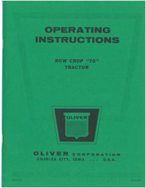 Operating Instructions for Oliver 70 Row Crop Tractor