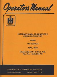 Operators Manual for International TD-20, Series E Crawler Tractor