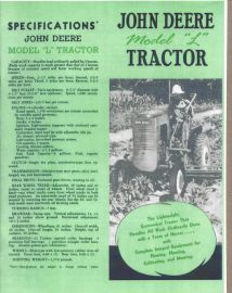 Sales Brochure Reprint from 1938 John Deere Model L Tractor