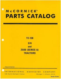 Parts Catalog for International 574 and 2500 Series A Tractor