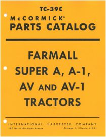 Parts Catalog for McCormick Farmall Super A, A-1, AV and AV-1 Tractor