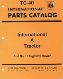 Parts Catalog for International A Tractor with No. 18 Highway Mower