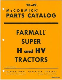 Parts Catalog for McCormick Farmall Super H and Super HV Tractor