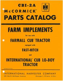 Parts Catalog for McCormick Farm Implements Used with Farmall Cub with Fast Hitch