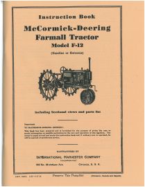 Instruction Book for McCormick-Deering Farmall F-12 Tractor