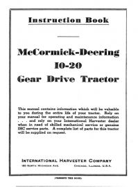 Instruction Book for McCormick-Deering 10-20 HP Gear Drive Tractor
