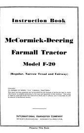 Instruction Book for McCormick-Deering Farmall Tractor Model F-20