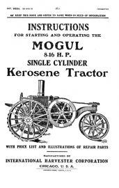 Instructions for Starting & Operating International 8-16 HP Mogul Kerosene Tractors