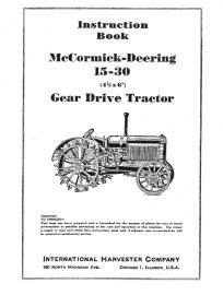 Instruction Book for McCormick-Deering 15-30 Gear Drive Tractor