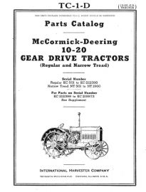 Parts Catalog for McCormick-Deering 10-20 Gear Drive Tractors