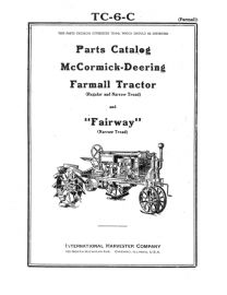 Parts Catalog for McCormick-Deering Farmall Regular & Fairway Tractor